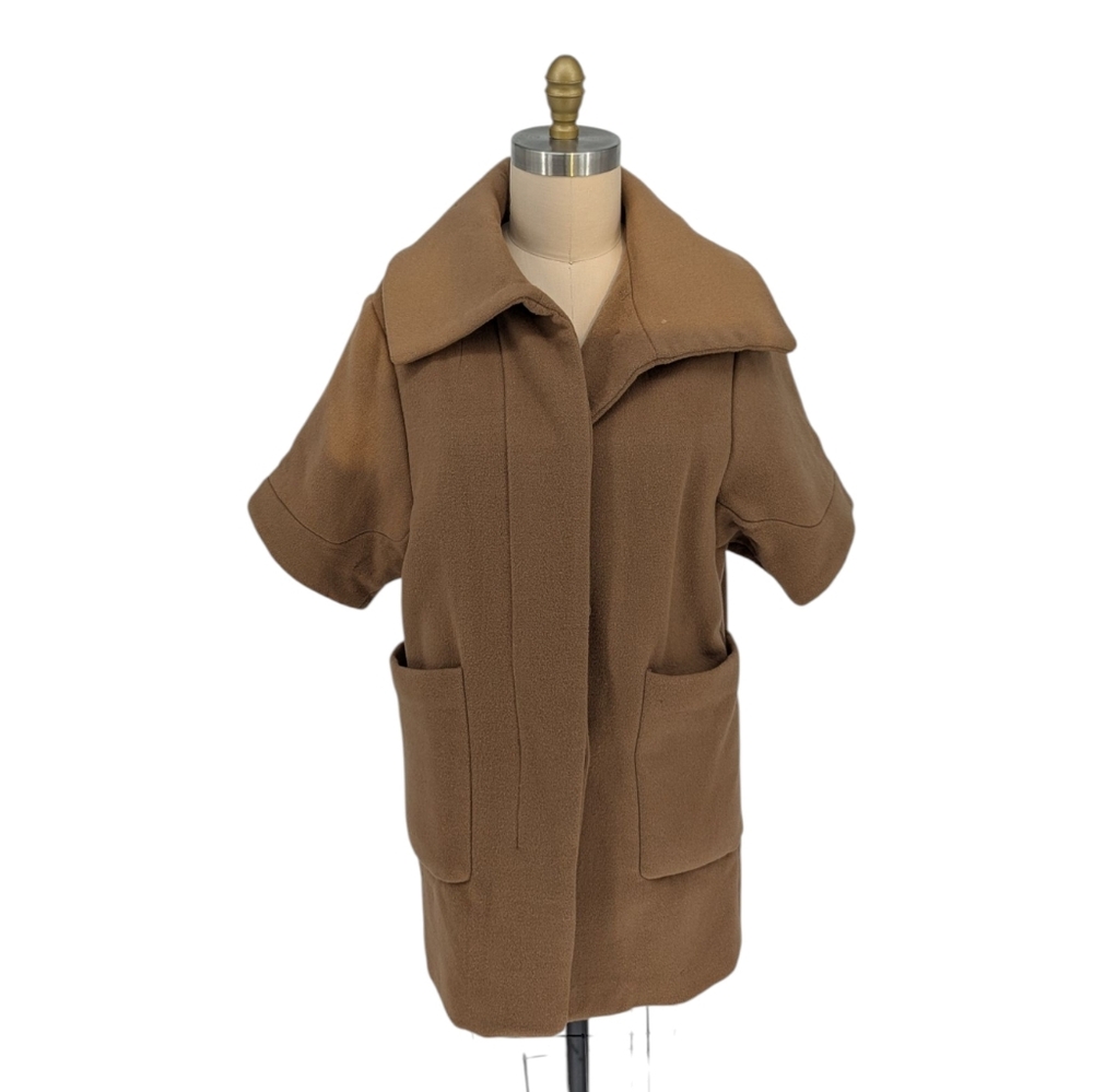 00956 Only Love Collection Wool Pea Coat Tan size Large winter classic preppy